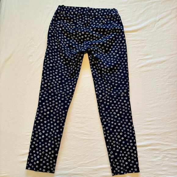 J by J. Crew Navy blue trousers white floral print Womens size 00 Ankle Cropped - Picture 5 of 7